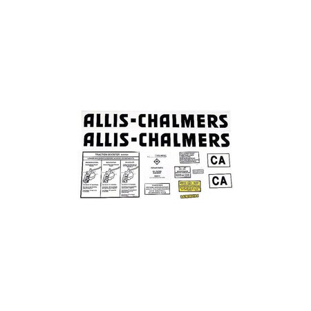 Aftermarket DEC053 Mylar Decal Set, Black with White Outline  Fits Allis Chalmers CA DEC053-STR